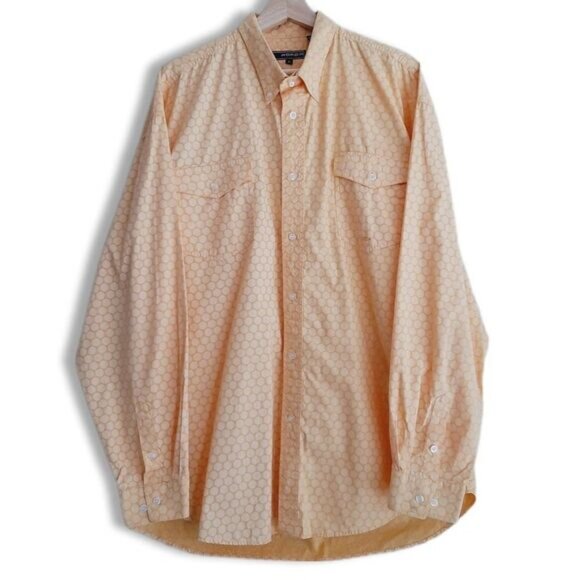 ROPER 100% Cotton Button Down Casual Shirt Yellow Dot Pattern Men's Sz XL Flawed - Picture 2 of 15